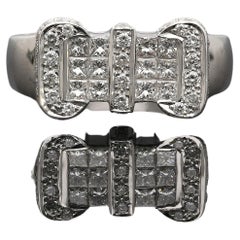 Bague rétro en or blanc 18 carats avec grappe de diamants pour hommes