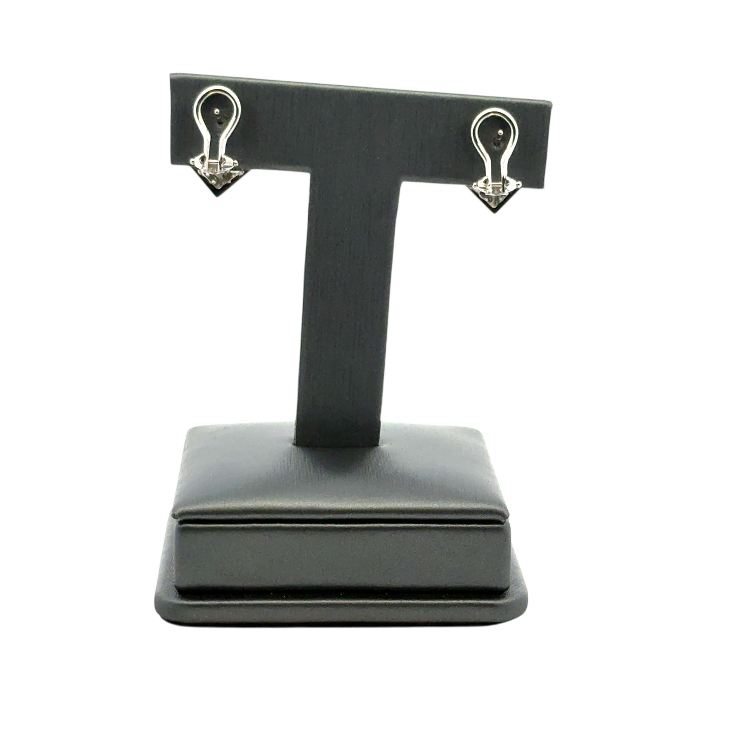 Boucles d'oreilles en or blanc 18k Rhombus approx. 0.82ctw Square Diamond Earrings en vente 7