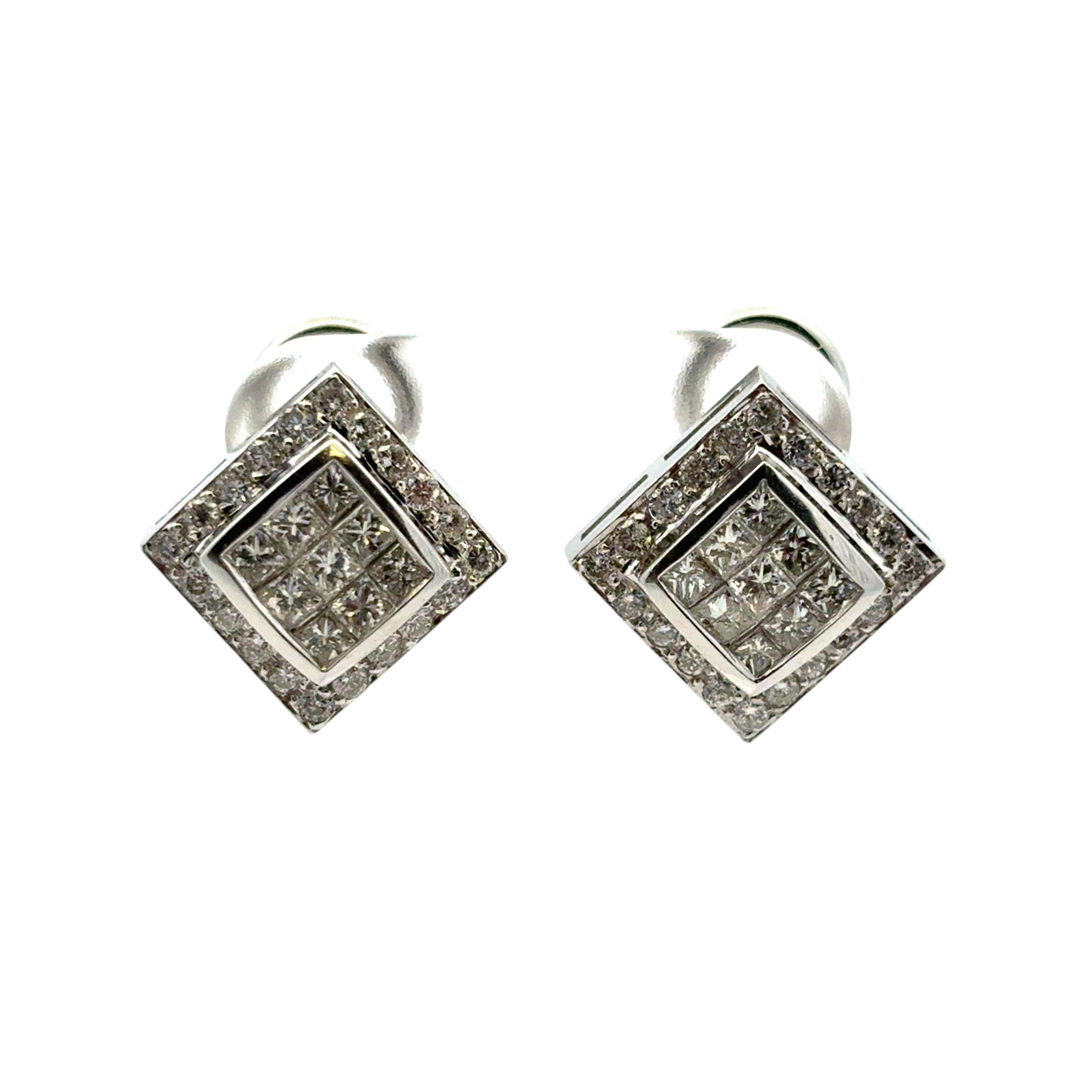 Boucles d'oreilles en or blanc 18k Rhombus approx. 0.82ctw Square Diamond Earrings

Ces superbes boucles d'oreilles en diamant carré de 0,82ctw sont en excellent état et sont prêtes à être expédiées !

MATERIAL : Or blanc 18k
Détails du diamant :
