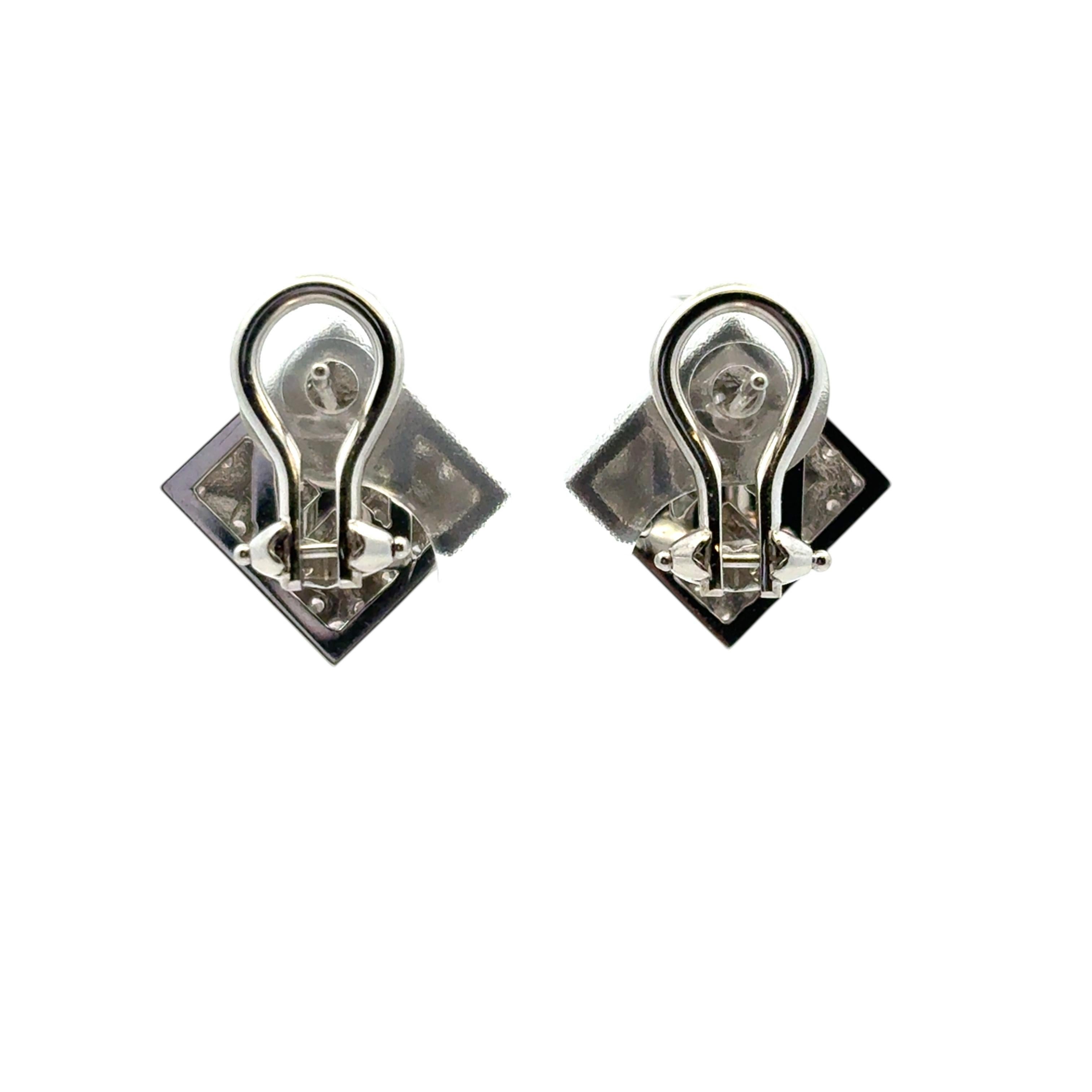 Moderne Boucles d'oreilles en or blanc 18k Rhombus approx. 0.82ctw Square Diamond Earrings en vente