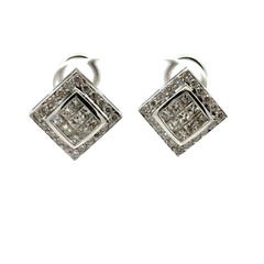 18k White Gold Rhombus approx. 0.82ctw Square Diamond Earrings