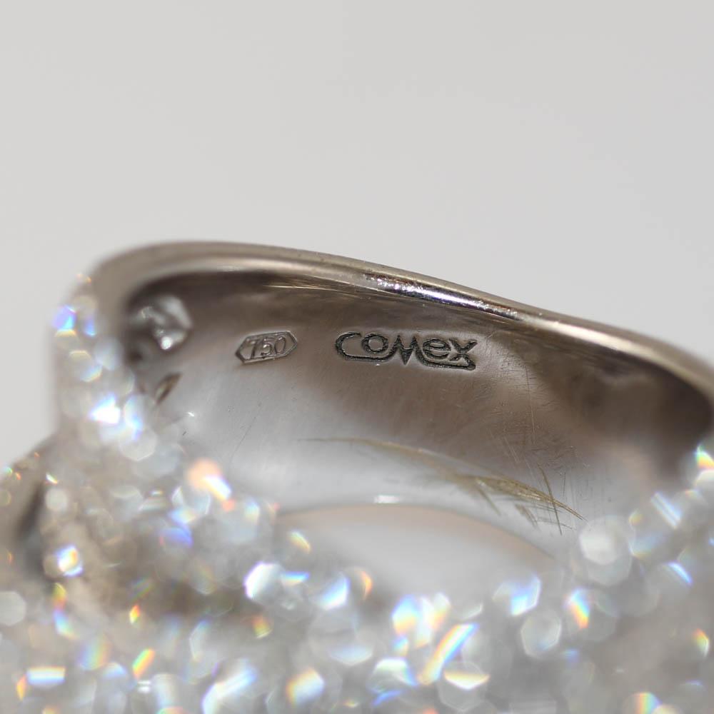 Round Cut 18K White Gold Ribbon Style Diamond Ring 4.00ct For Sale