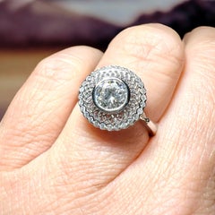 Anillo de oro blanco de 18k 0,70 ct G/VS Diamante Brillante Moderno, Inspiración Art Decó