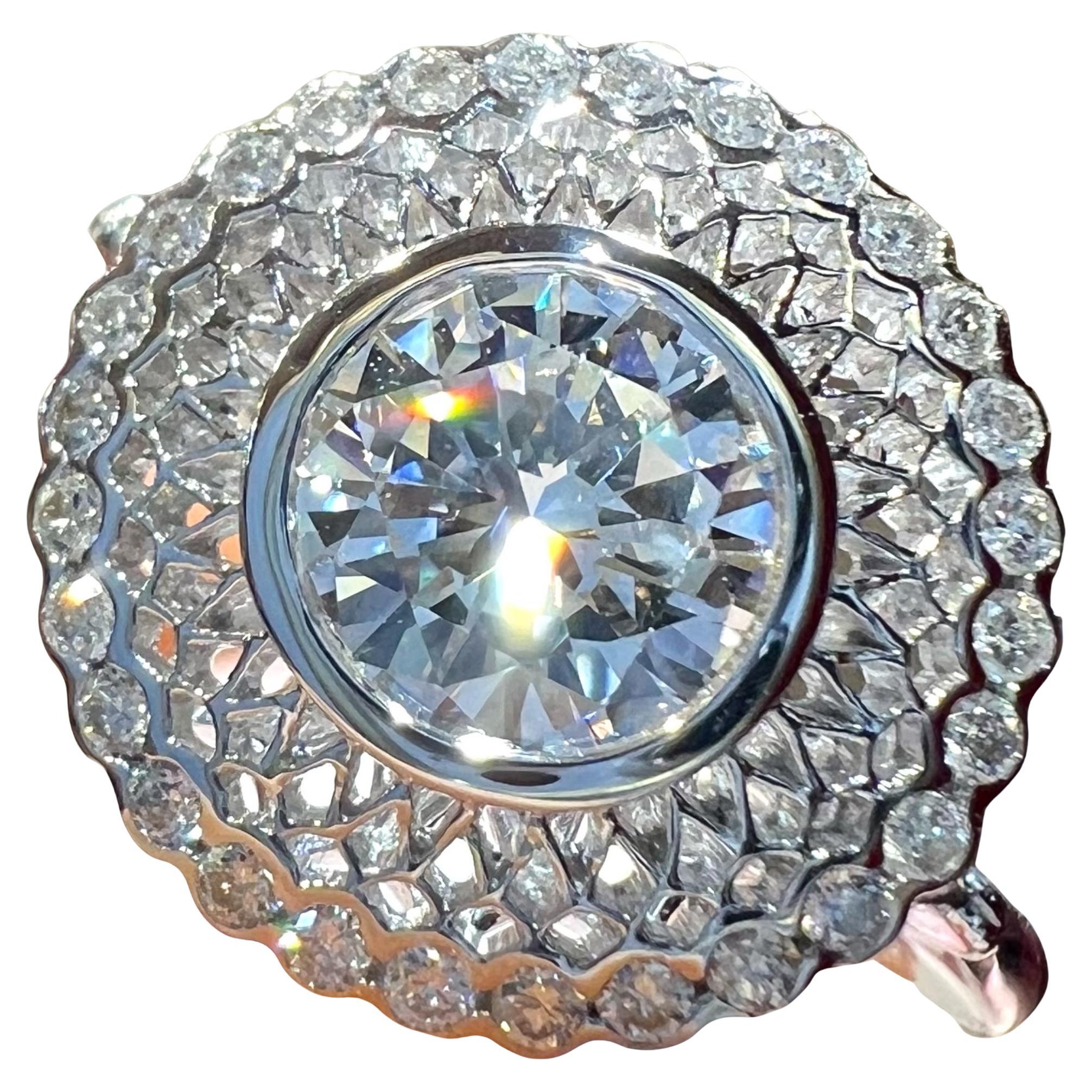 Bague en or blanc 18k  Diamant brillant moderne de 0,70 ct G/VS, inspiration art déco