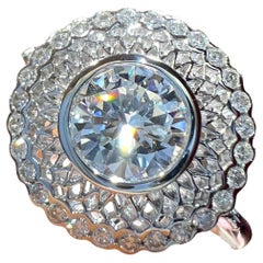 Bague en or blanc 18k  Diamant brillant moderne de 0,70 ct G/VS, inspiration art déco