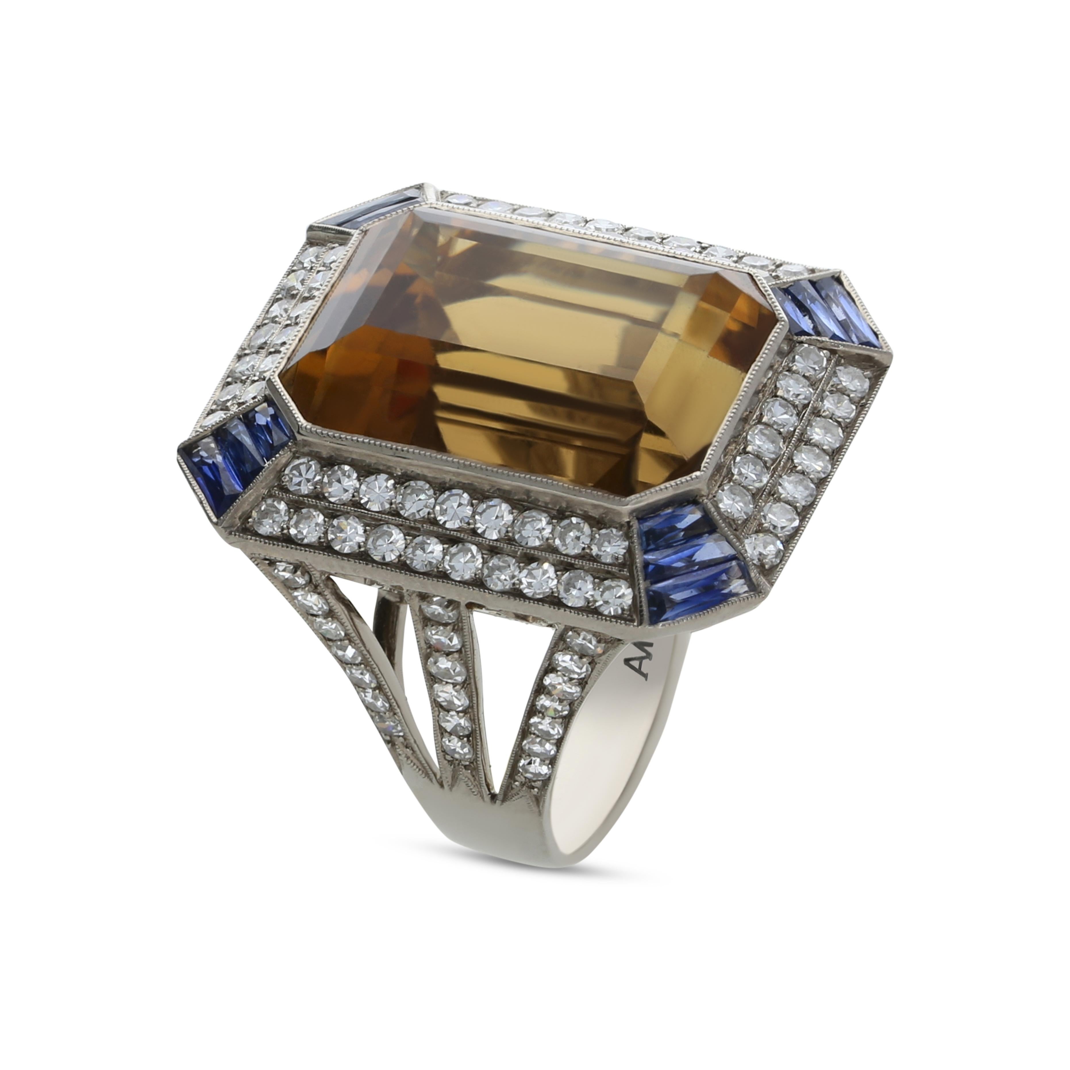 Ottagono Anello in oro bianco 18 carati in vendita