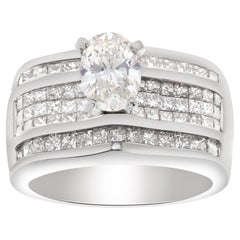 18k White Gold Ring, GIA Certified Oval Brilliant Cut Diamond 1 Carat