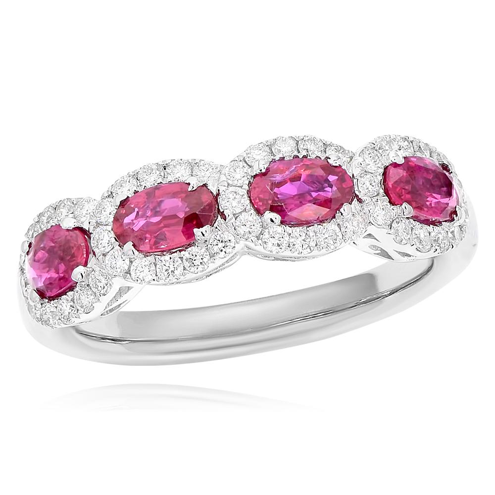 Women's 18K White Gold Ring with 0.39ct Diamond and 1.06ct Ruby For Sale