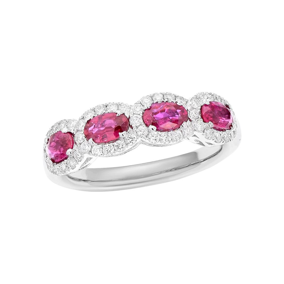 18K White Gold Ring with 0.39ct Diamond and 1.06ct Ruby For Sale