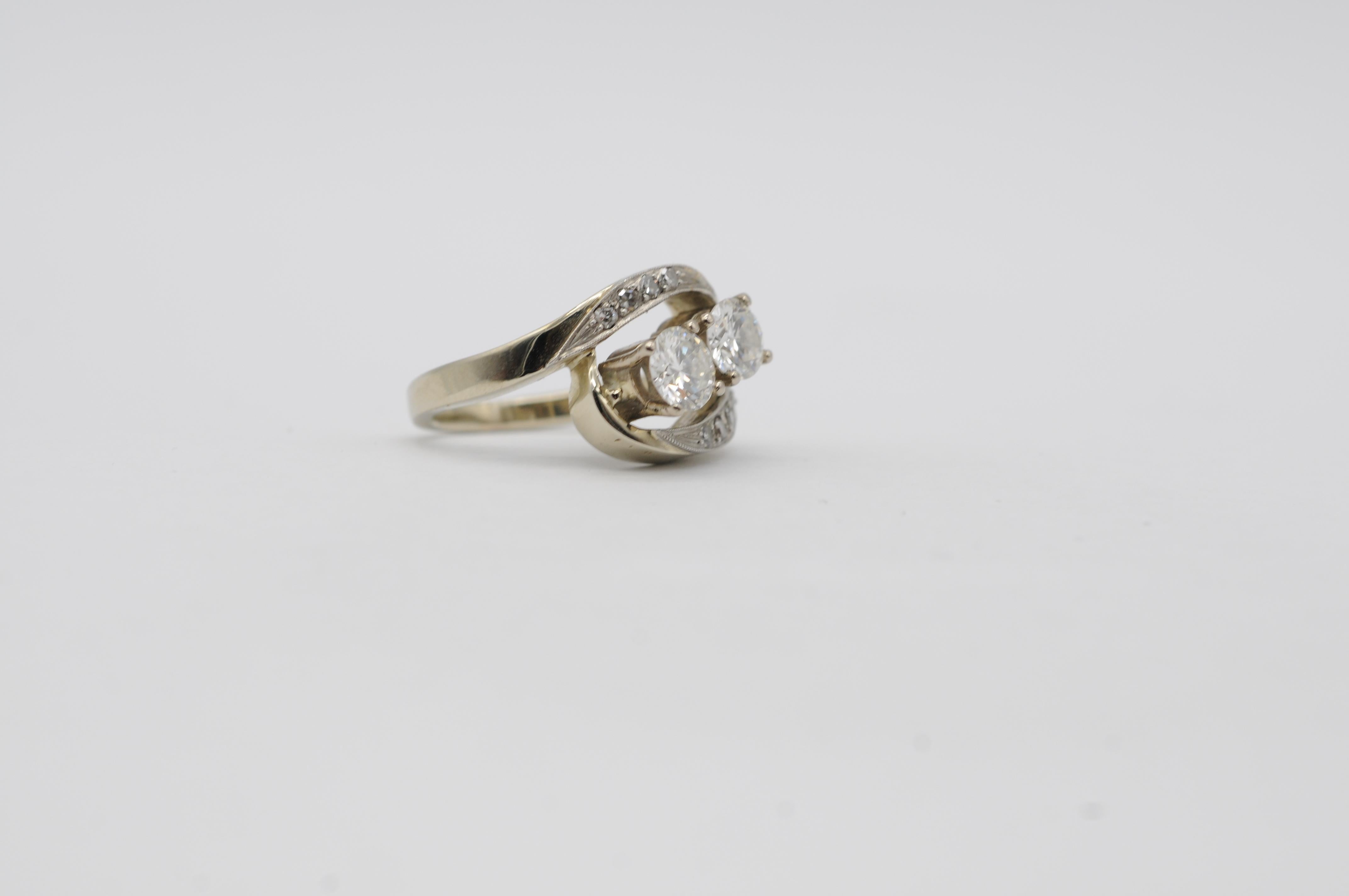 Anillo de oro blanco de 18 quilates con diamantes talla brillante total de 0,50 quilates, F-G, VVS2-VS1 en venta 5