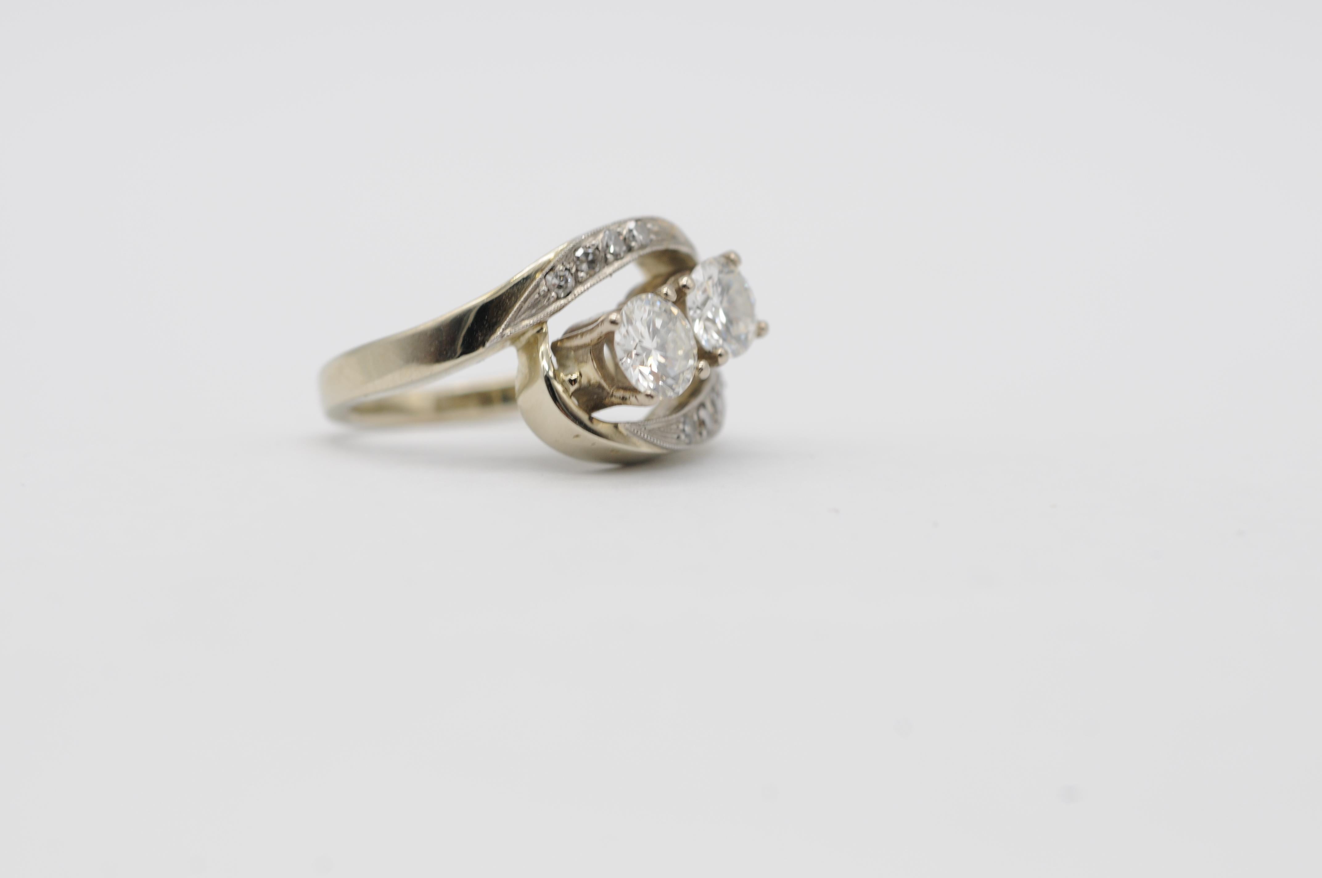 Anillo de oro blanco de 18 quilates con diamantes talla brillante total de 0,50 quilates, F-G, VVS2-VS1 en venta 6