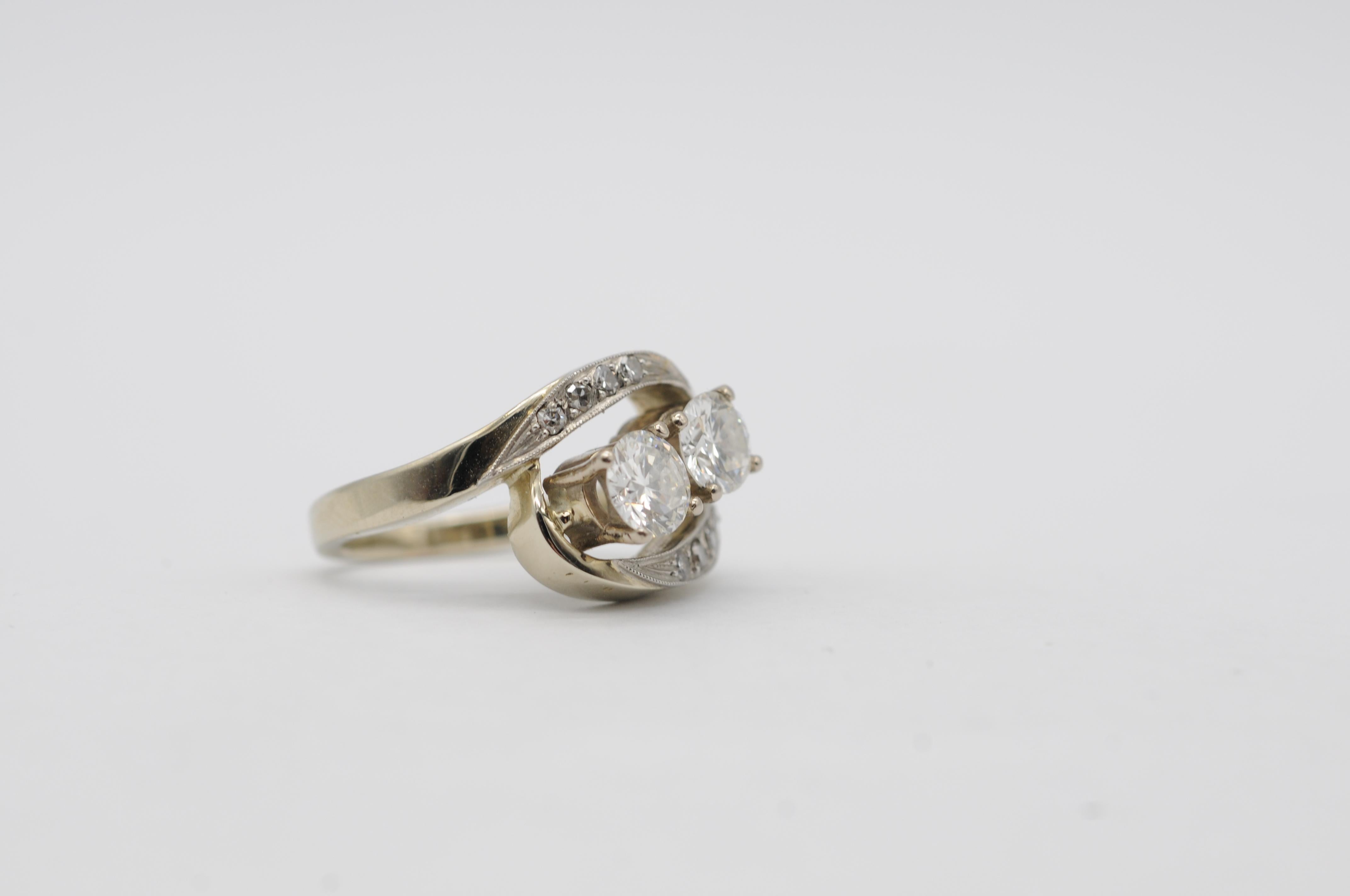 Anillo de oro blanco de 18 quilates con diamantes talla brillante total de 0,50 quilates, F-G, VVS2-VS1 en venta 7