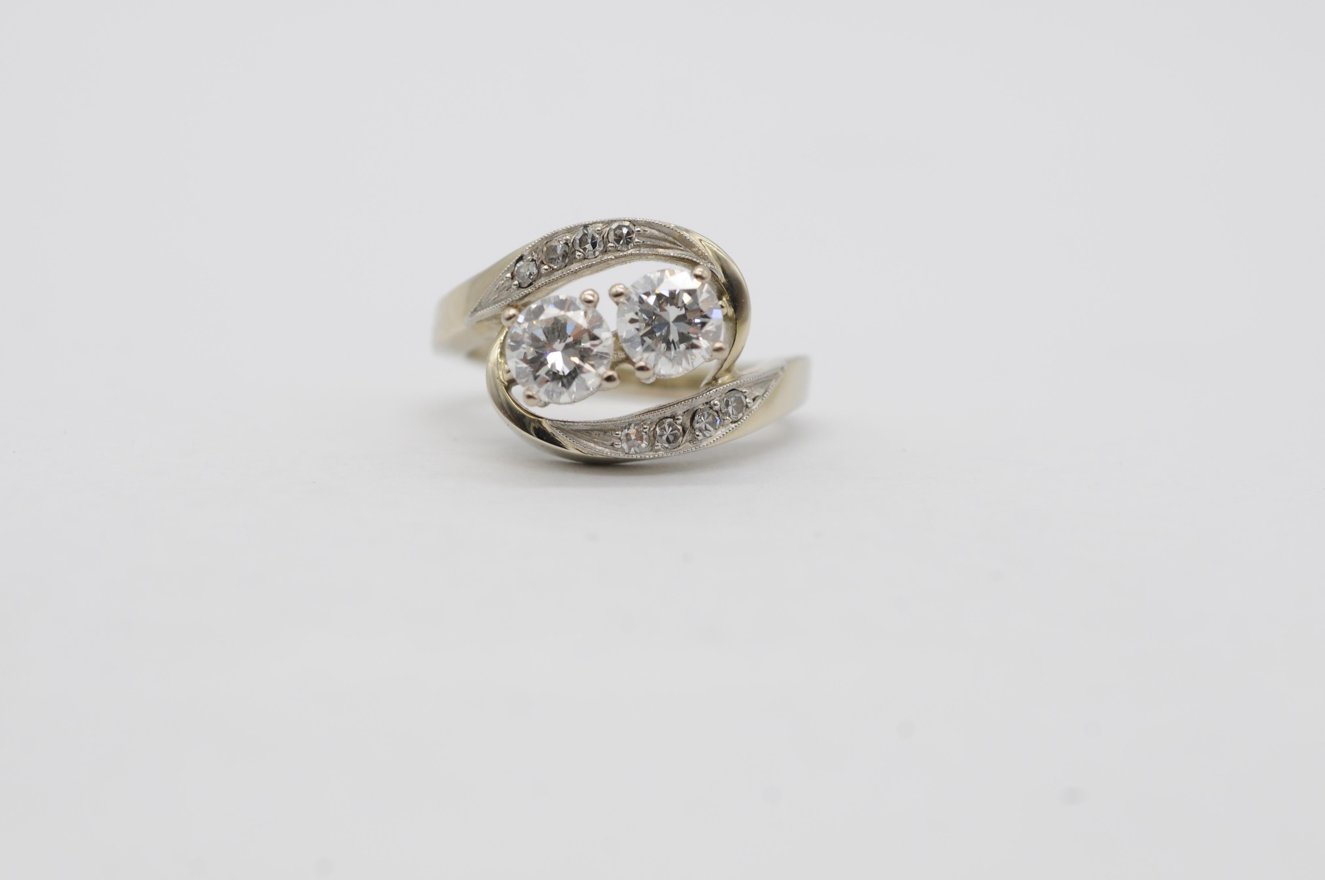Anillo de oro blanco de 18 quilates con diamantes talla brillante total de 0,50 quilates, F-G, VVS2-VS1 Corte brillante en venta