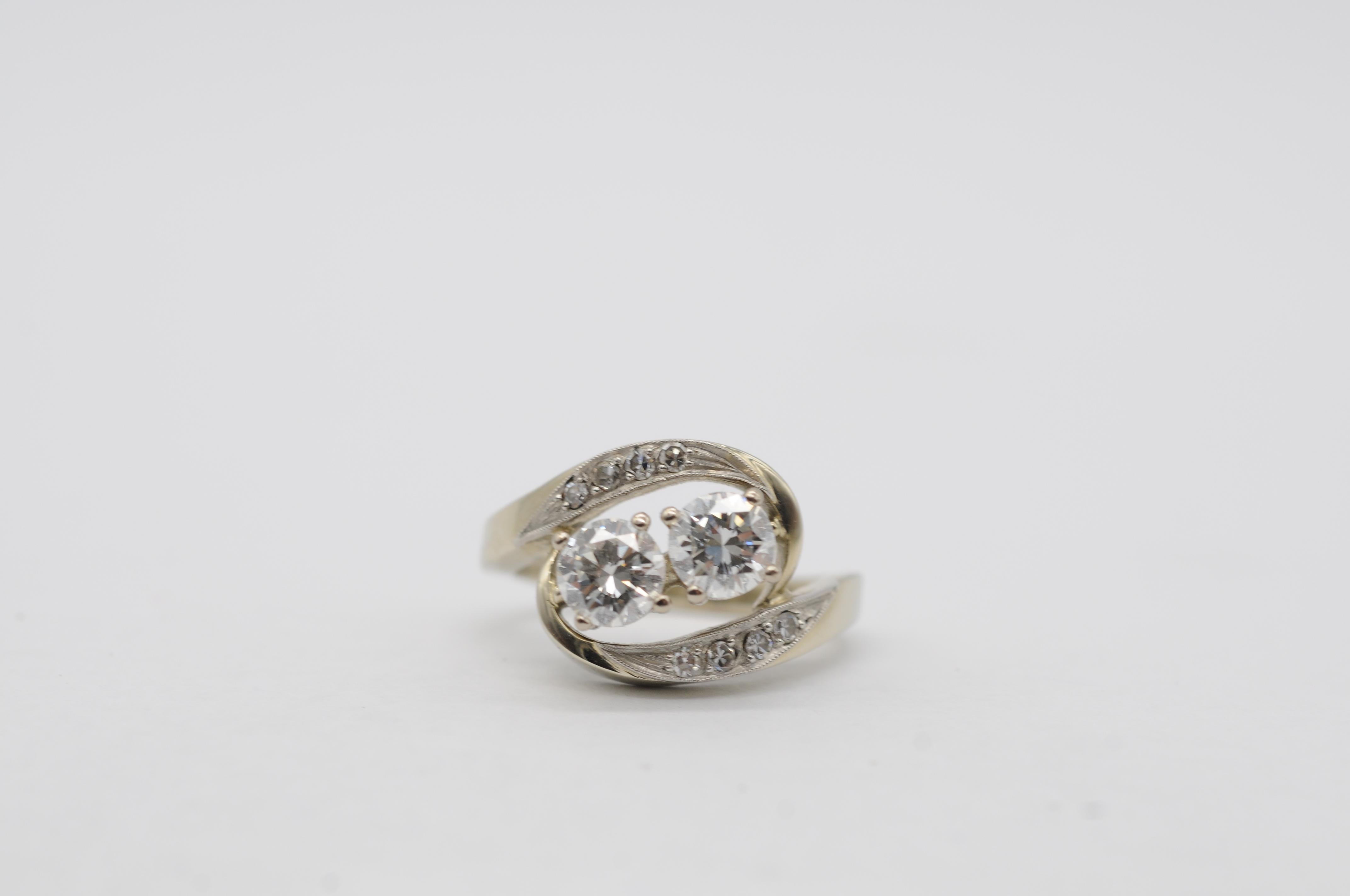 Anillo de oro blanco de 18 quilates con diamantes talla brillante total de 0,50 quilates, F-G, VVS2-VS1 en Bueno estado para la venta en Berlin, BE