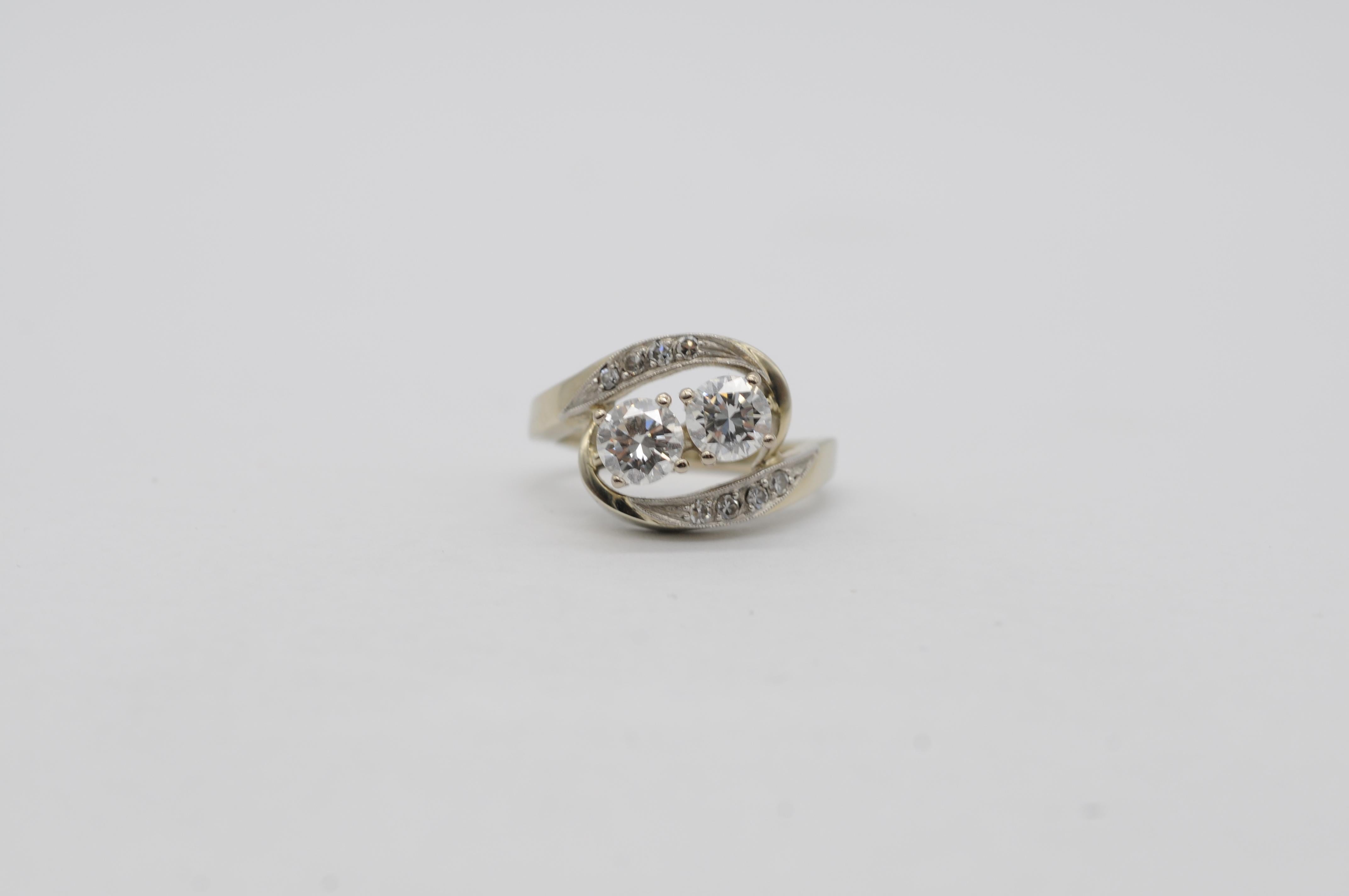 Anillo de oro blanco de 18 quilates con diamantes talla brillante total de 0,50 quilates, F-G, VVS2-VS1 en venta 1