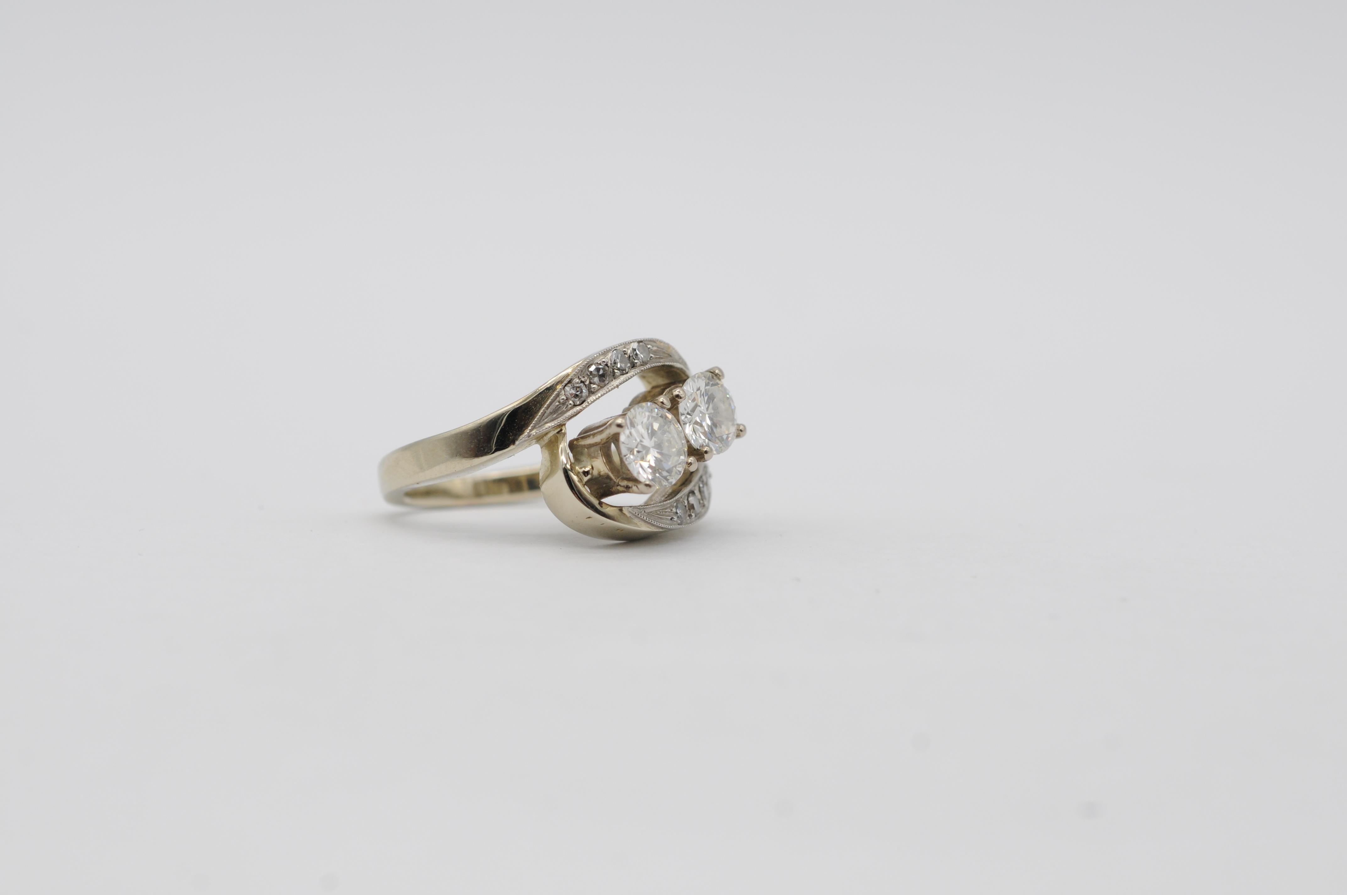 Anillo de oro blanco de 18 quilates con diamantes talla brillante total de 0,50 quilates, F-G, VVS2-VS1 en venta 3