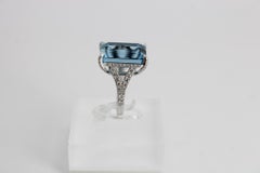 18k White Gold Ring with 14.29 ct Santa Maria Aquamarine and Diamonds