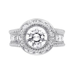 18k White Gold Ring with 1.70 Carat of Round Diamond and 0.93 Carat of Diamonds