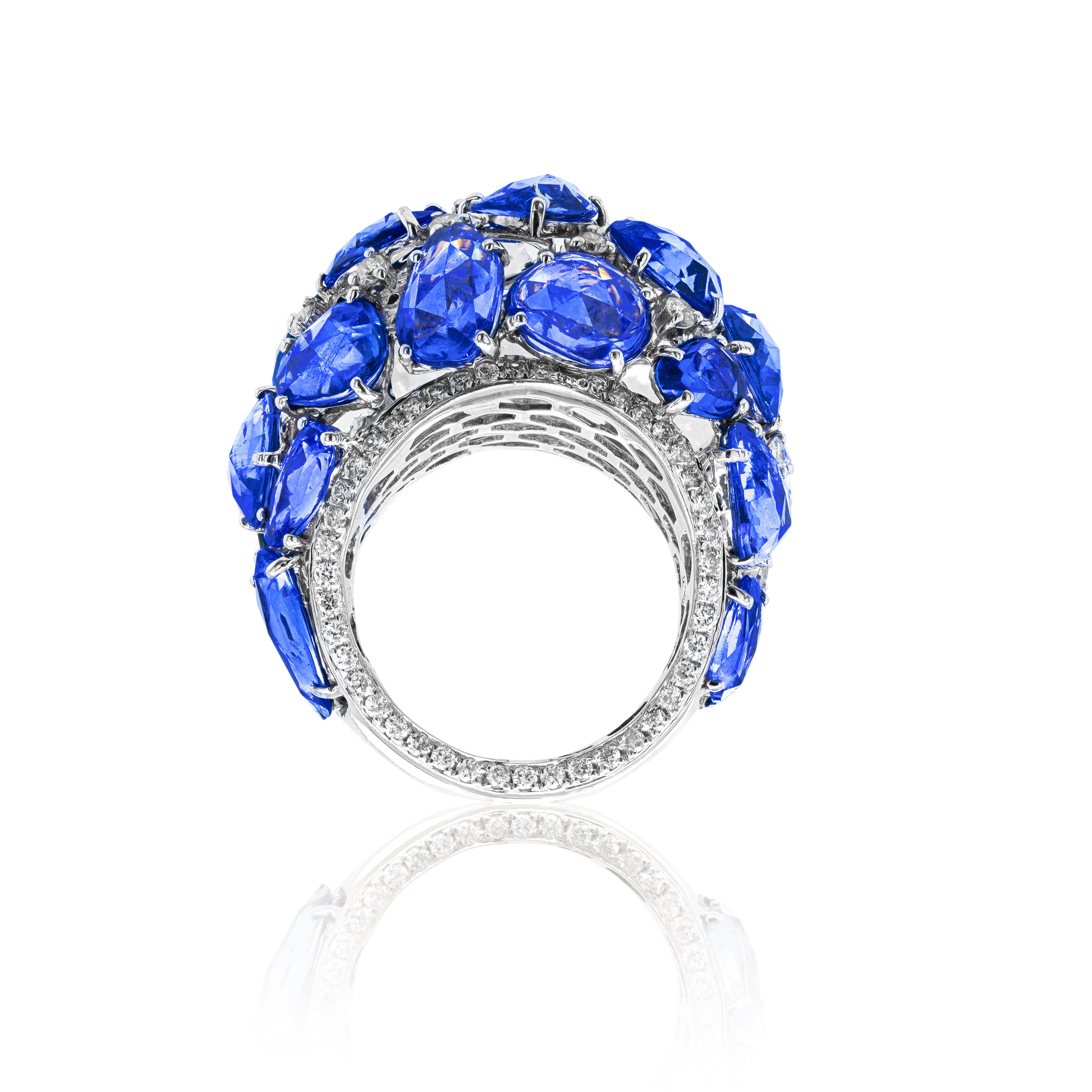 18k white gold, blue rose cut sapphire ring, features 20.00 cts of blue rose cut sapphires with 1.25 cts of diamonds.
Diana M. is a leading supplier of top-quality fine jewelry for over 35 years.
Diana M is one-stop shop for all your jewelry