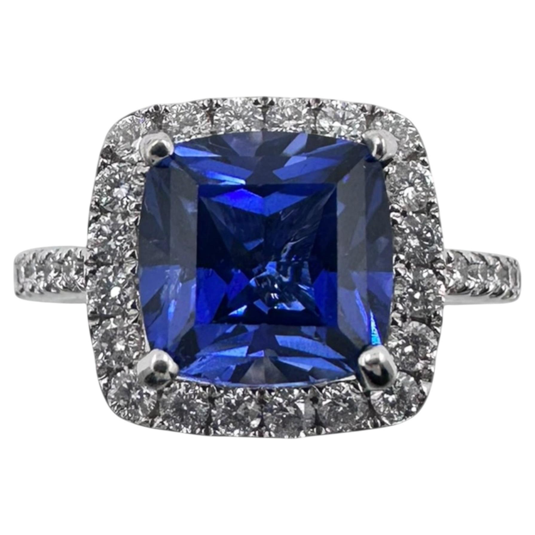 18K Weißgold Ring mit 3,04Ct. Tansanit und Diamanten 0,67 kt. (Größe 6.00)