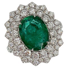 18K White Gold Ring with 3.93 CT Emerald and 1.84 CTW Diamonds