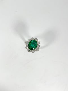 18K White Gold Ring with 4.62 Emerald and 1.39 CTW Diamonds