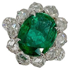 18K White Gold Ring with 4.62 Emerald and 1.39 CTW Diamonds
