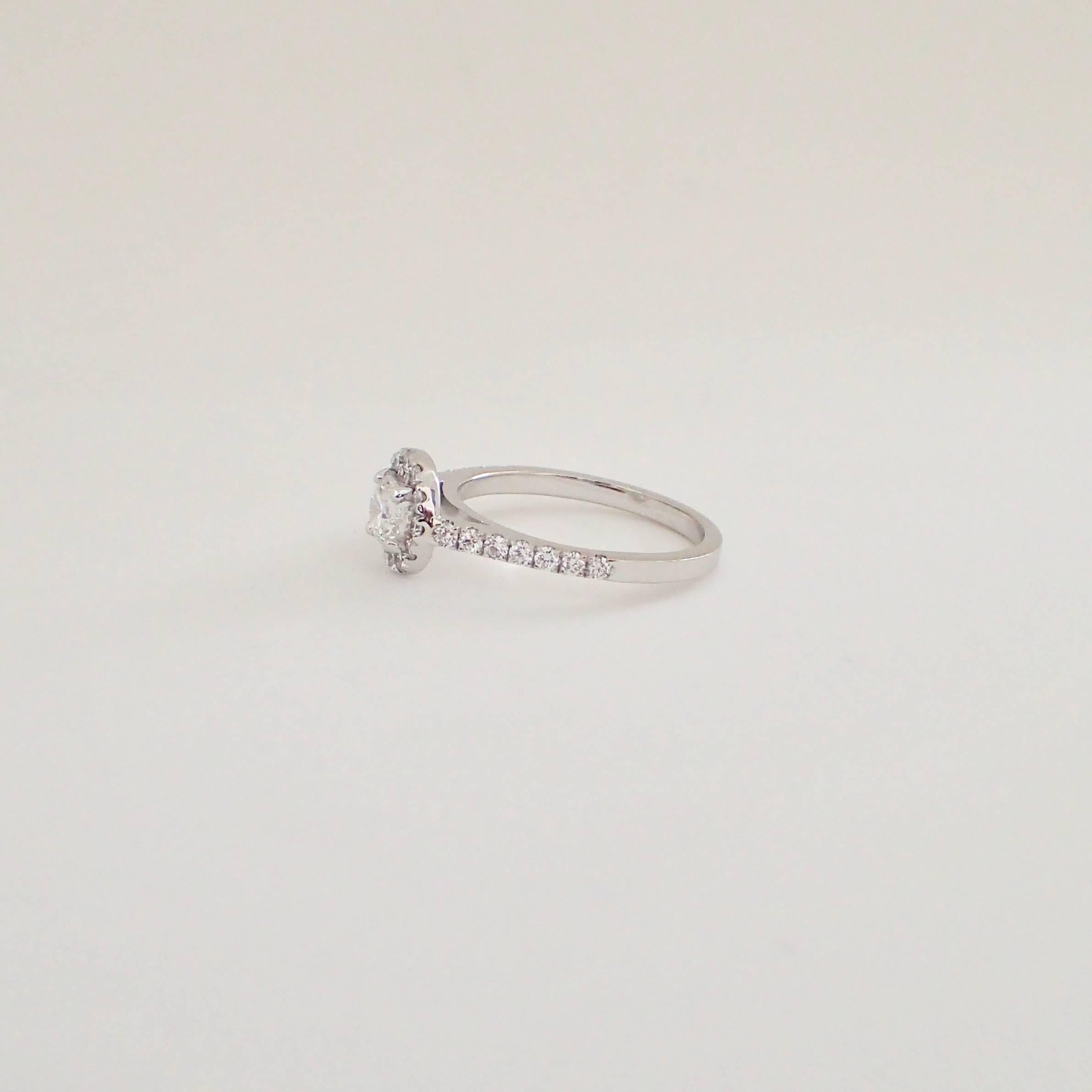 0.83 Carat Diamond Engagement Halo Ring in 18k White Gold 9
