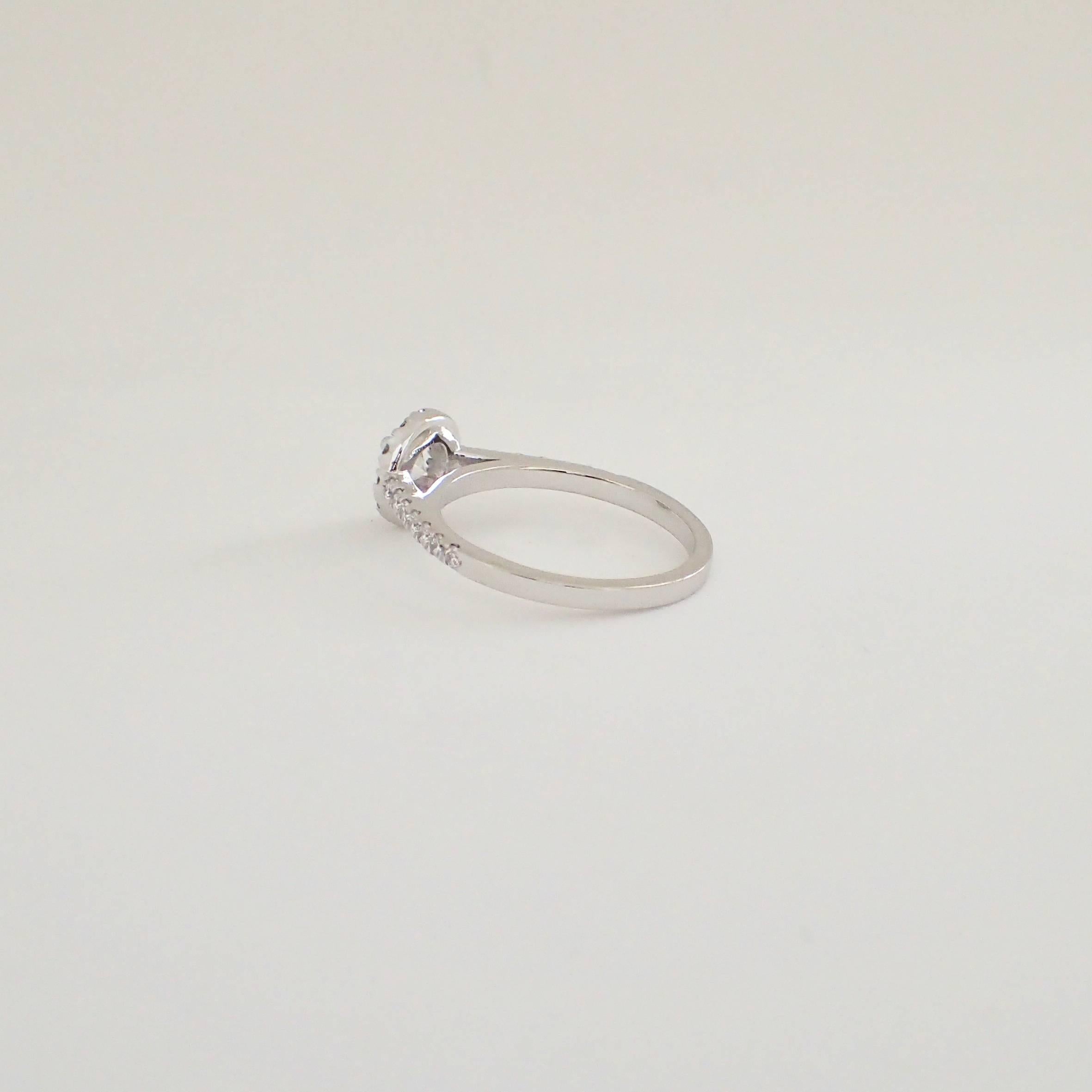 0.83 Carat Diamond Engagement Halo Ring in 18k White Gold 10