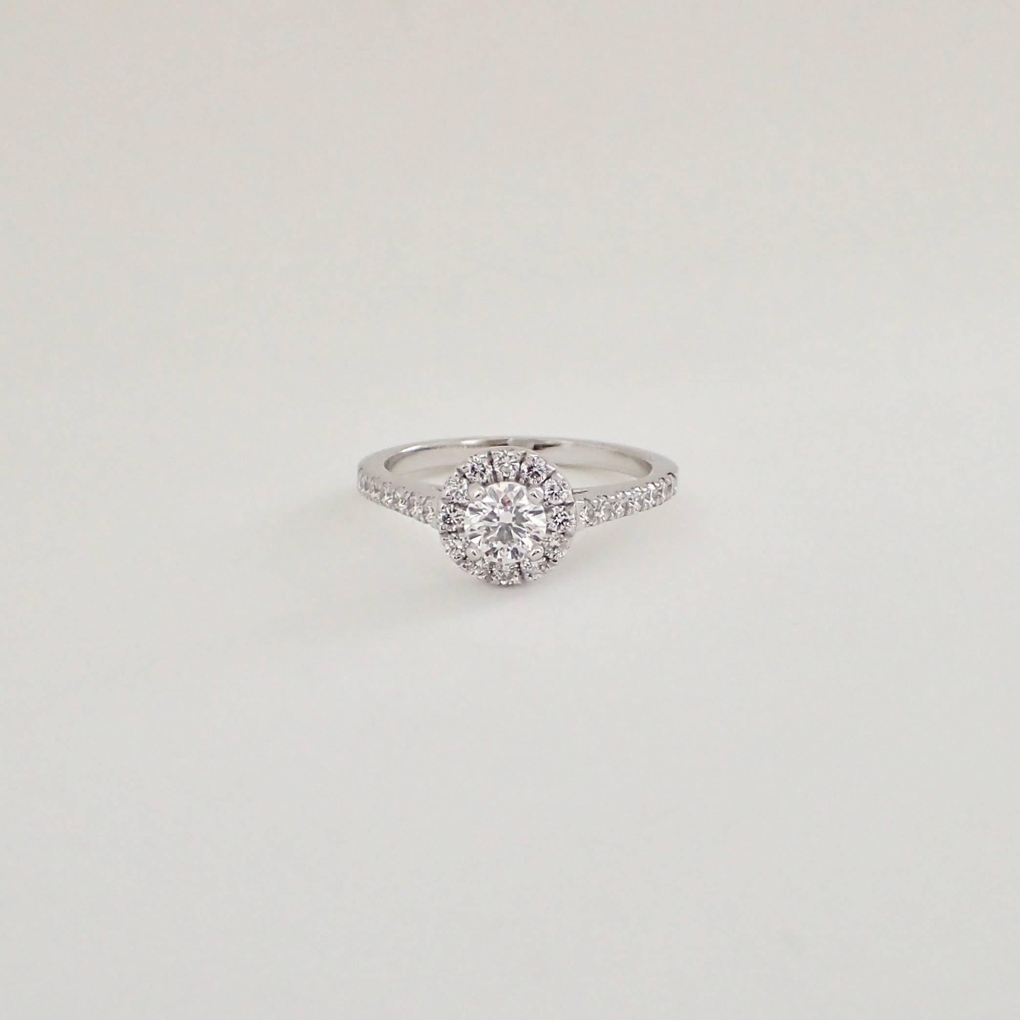 0.83 Carat Diamond Engagement Halo Ring in 18k White Gold 3