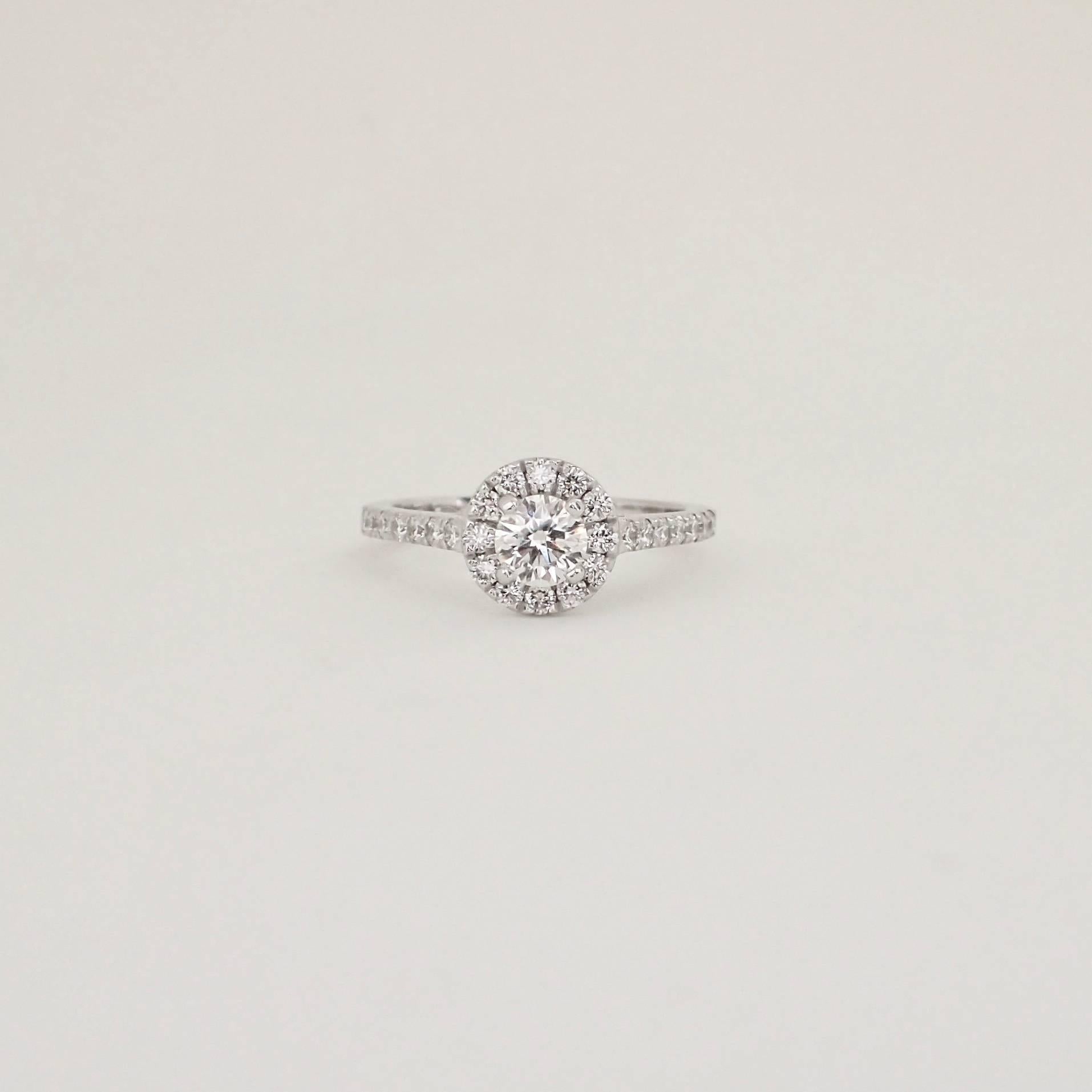 0.83 Carat Diamond Engagement Halo Ring in 18k White Gold 4