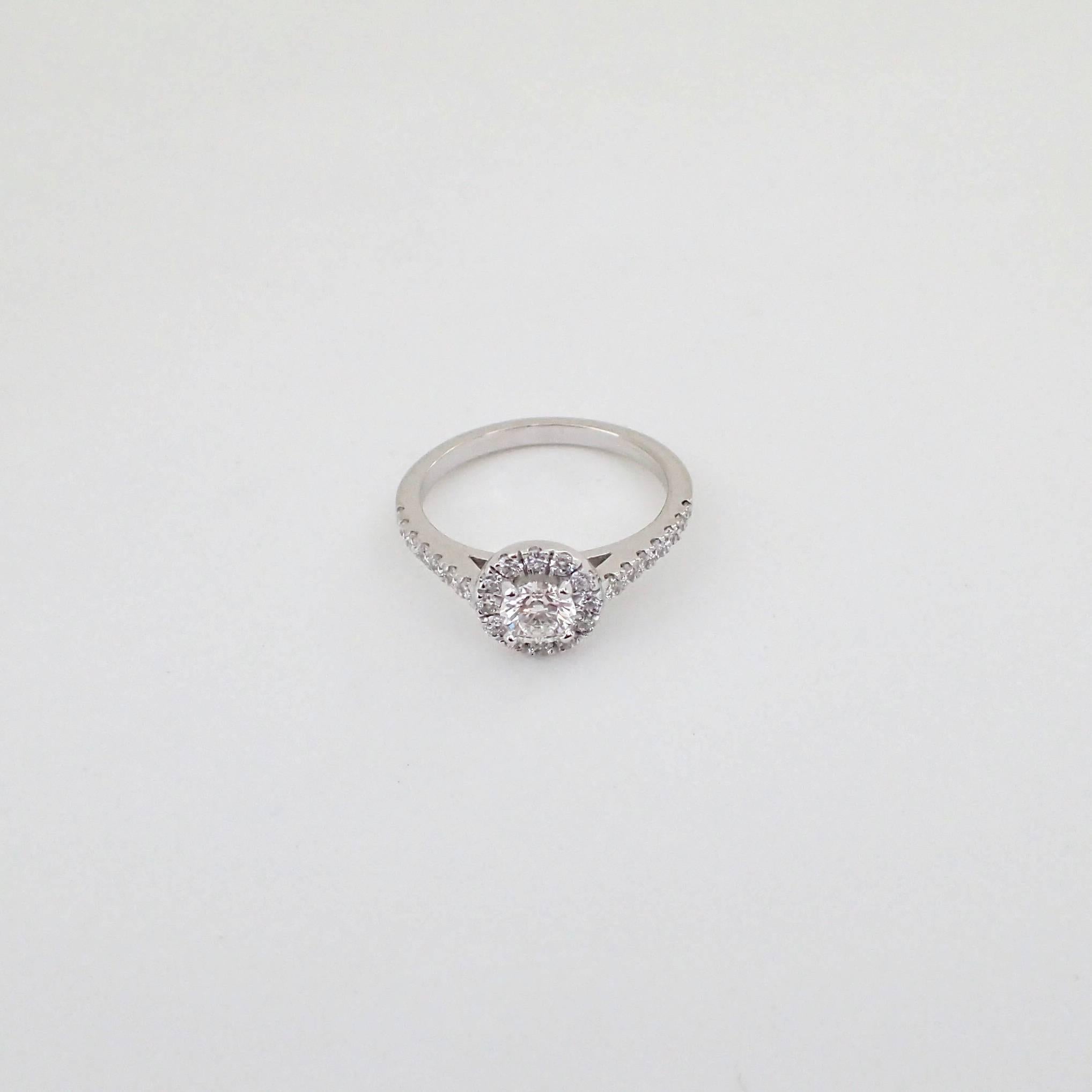 0.83 Carat Diamond Engagement Halo Ring in 18k White Gold 5