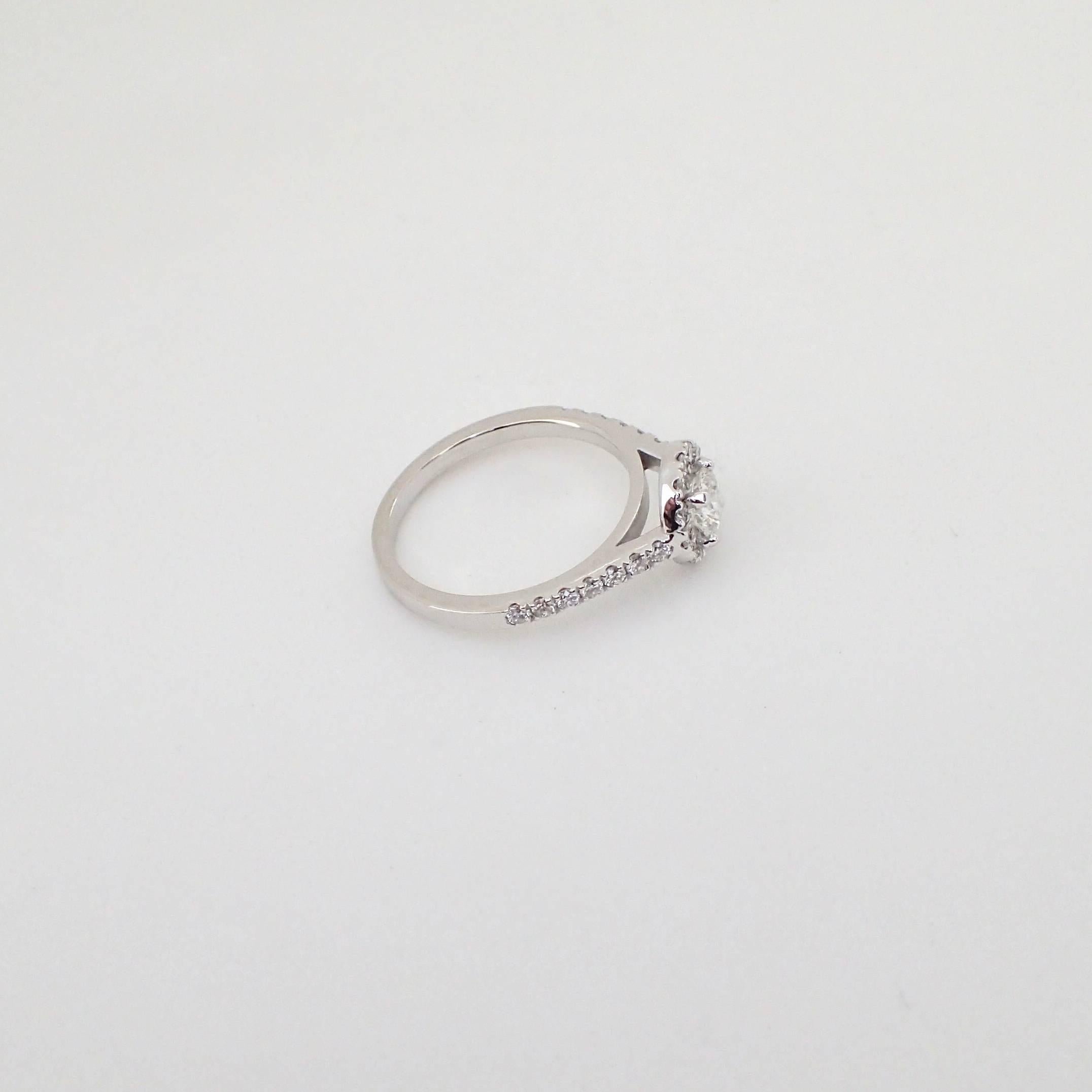 0.83 Carat Diamond Engagement Halo Ring in 18k White Gold 6