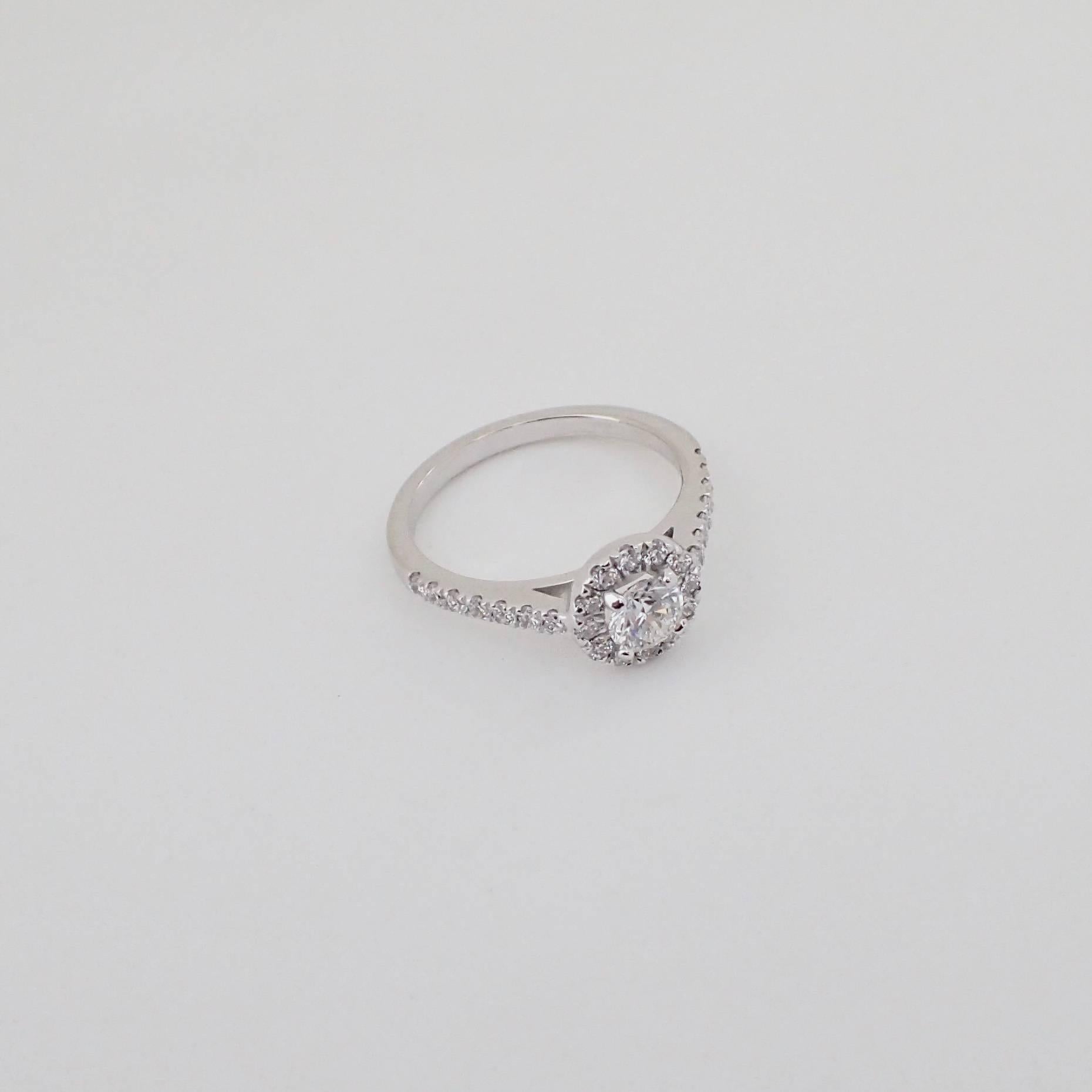0.83 Carat Diamond Engagement Halo Ring in 18k White Gold 7