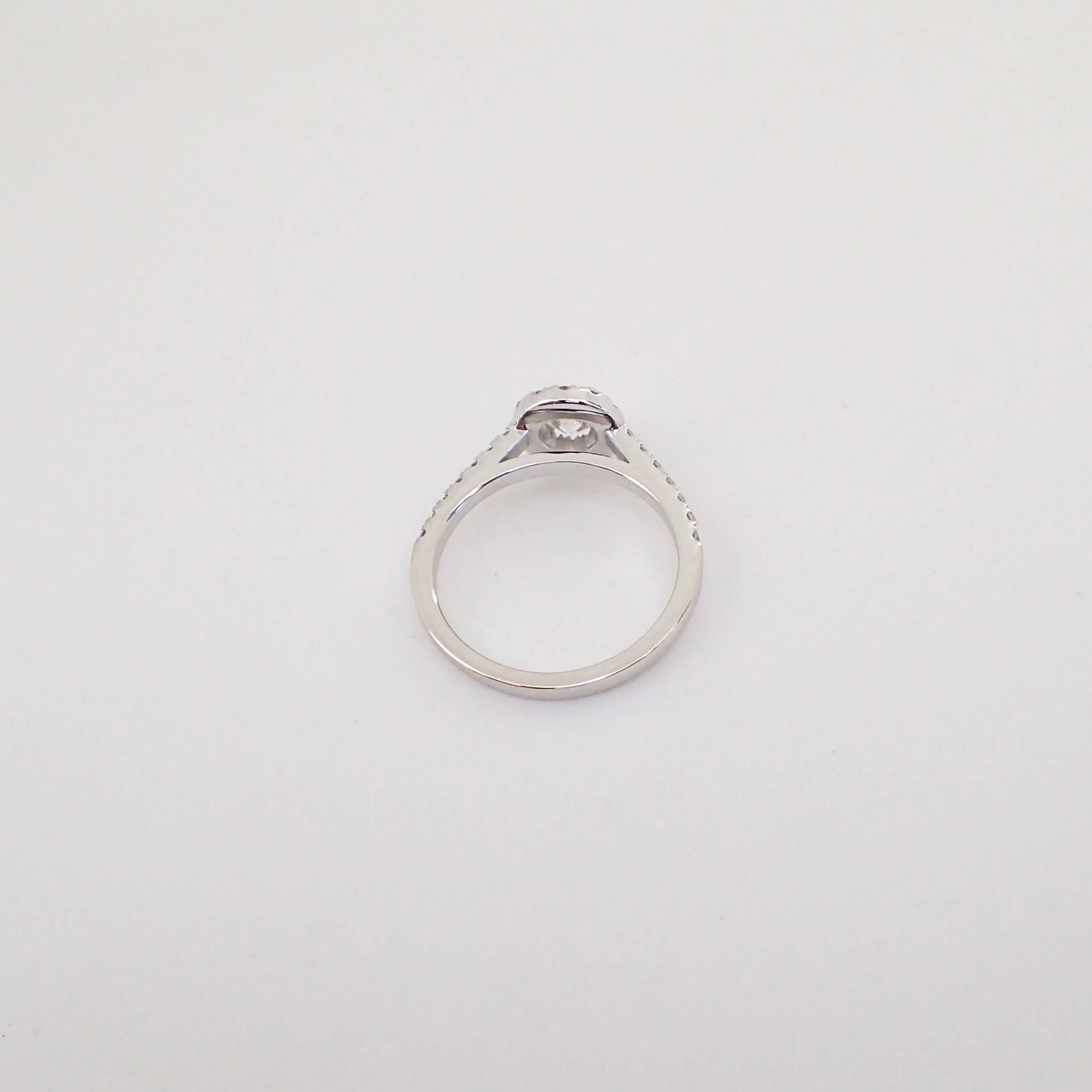 0.83 Carat Diamond Engagement Halo Ring in 18k White Gold 8