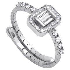 18k White Gold Ring with Baguette and Brilliant Diamonds