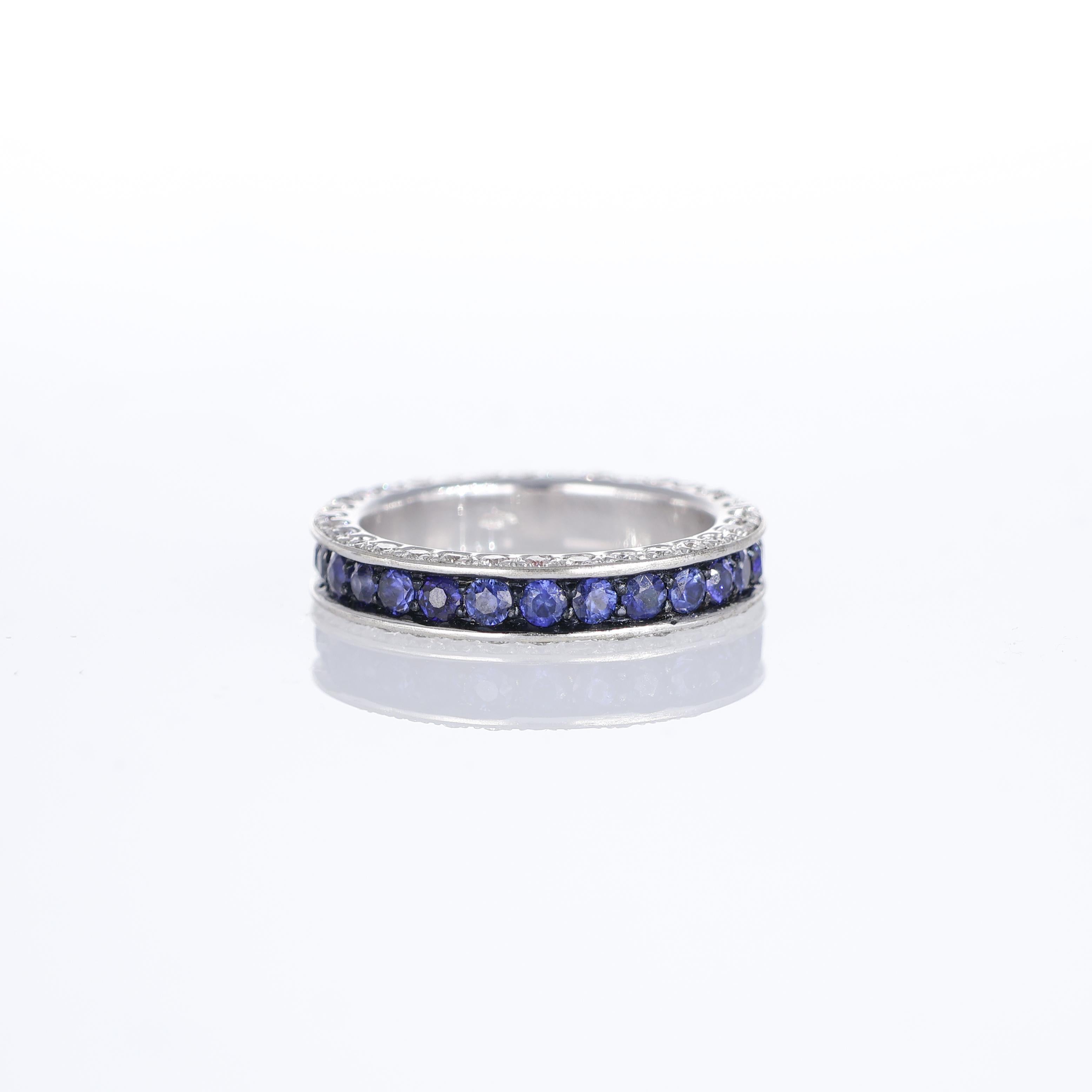 IMPORTANT NOTE:
✔ No additional costs will be added to this order.
✔ Shipping and customs duties are fully covered by us.
--------------------
An elegant 18K white gold ring featuring a seamless blend of luxurious blue sapphires and brilliant-cut