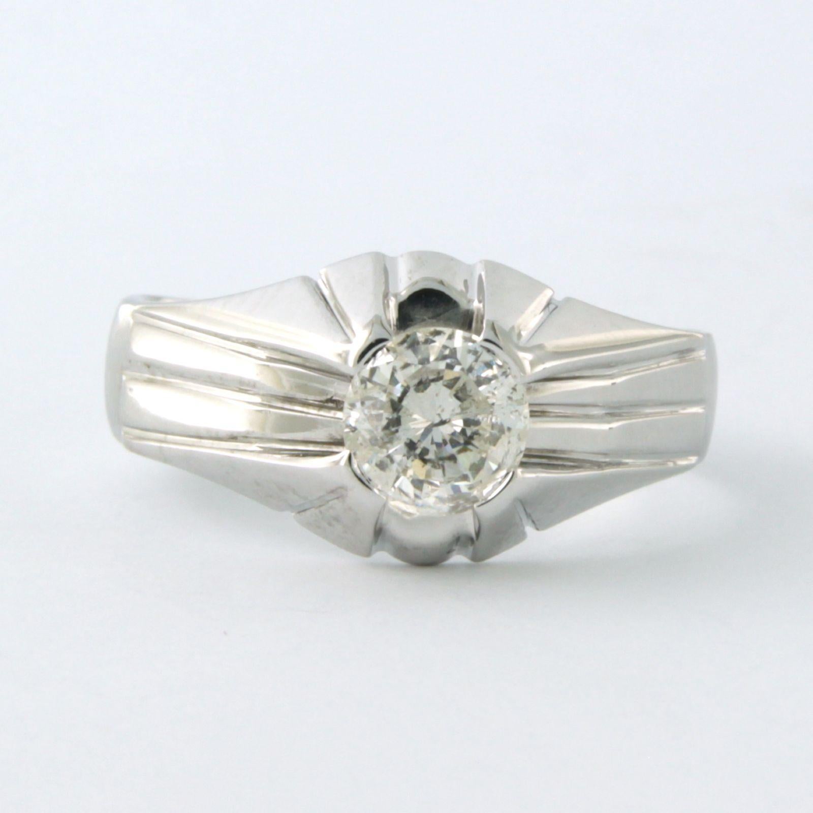18k white gold ring set with brilliant cut diamond up to 0.90ct - E/F - Pique1/Pique2 - ring size US 8.75 - EU 18.75(59)

detailed description:

The top of the ring is 1.0 cm wide by 5.5 mm high

Weight 7.2 grams

ring size US 8.75 - EU 18.75(59),