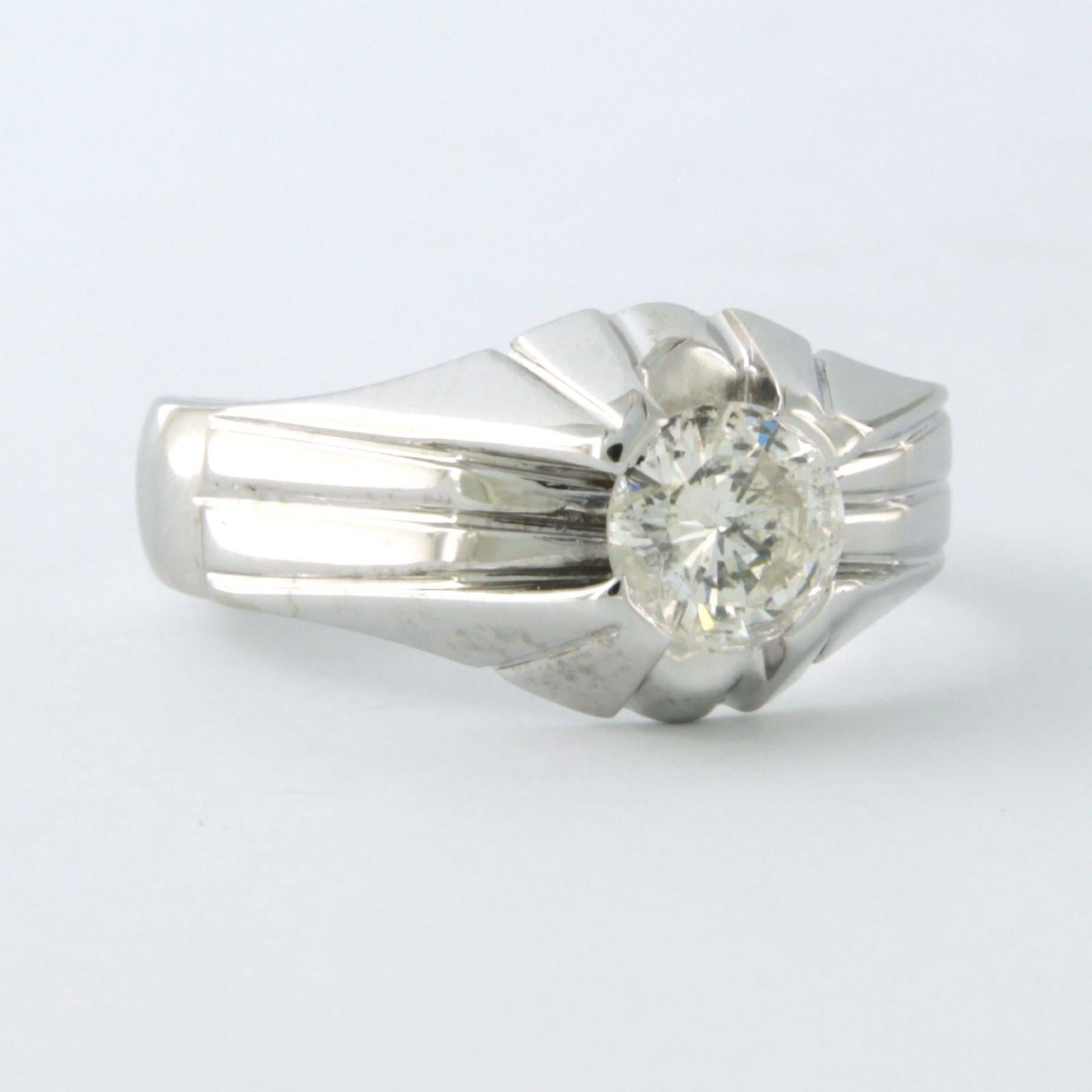 Modern 18k white gold ring with brilliant cut diamond up to 0.90ct - 7.2 grams For Sale