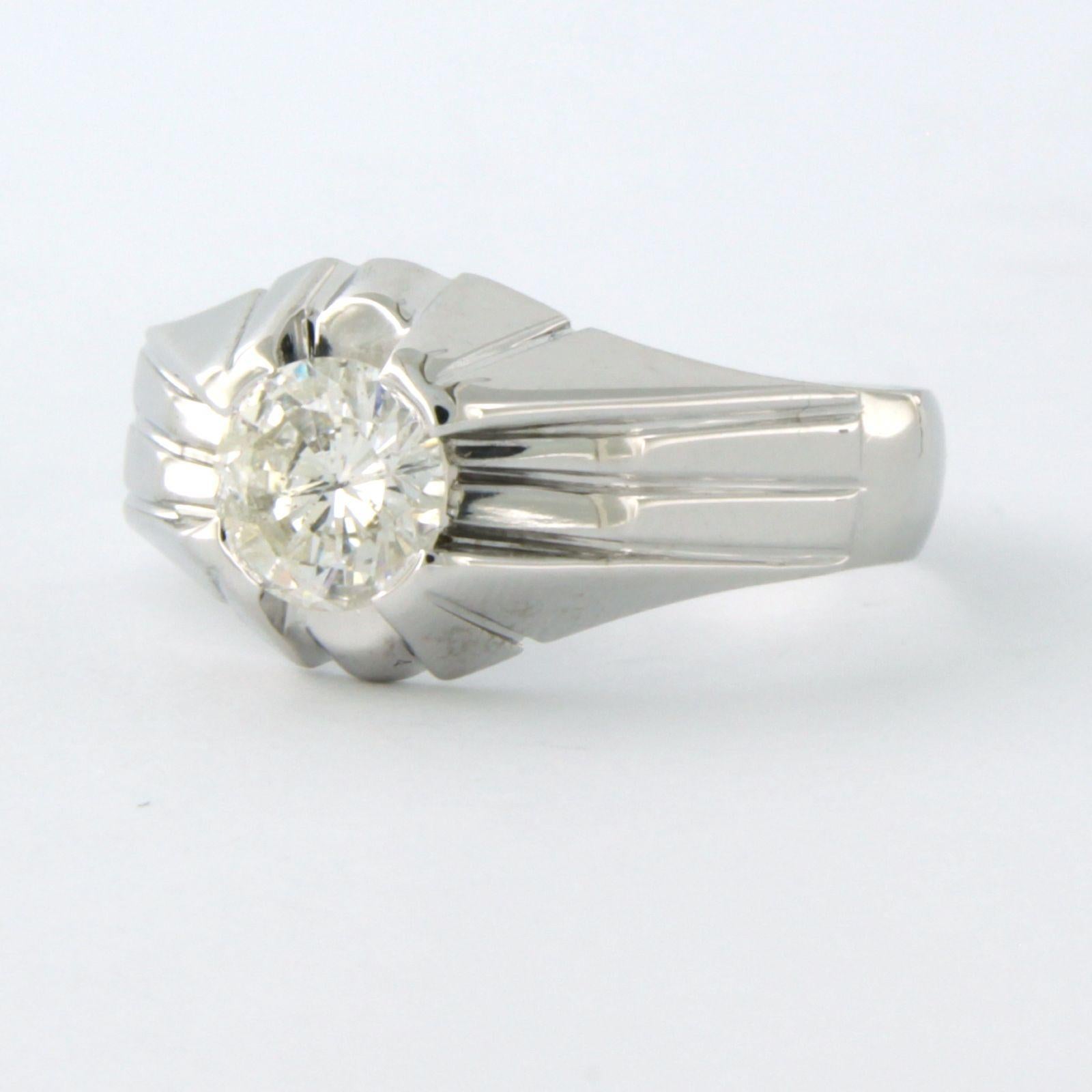 Brilliant Cut 18k white gold ring with brilliant cut diamond up to 0.90ct - 7.2 grams For Sale
