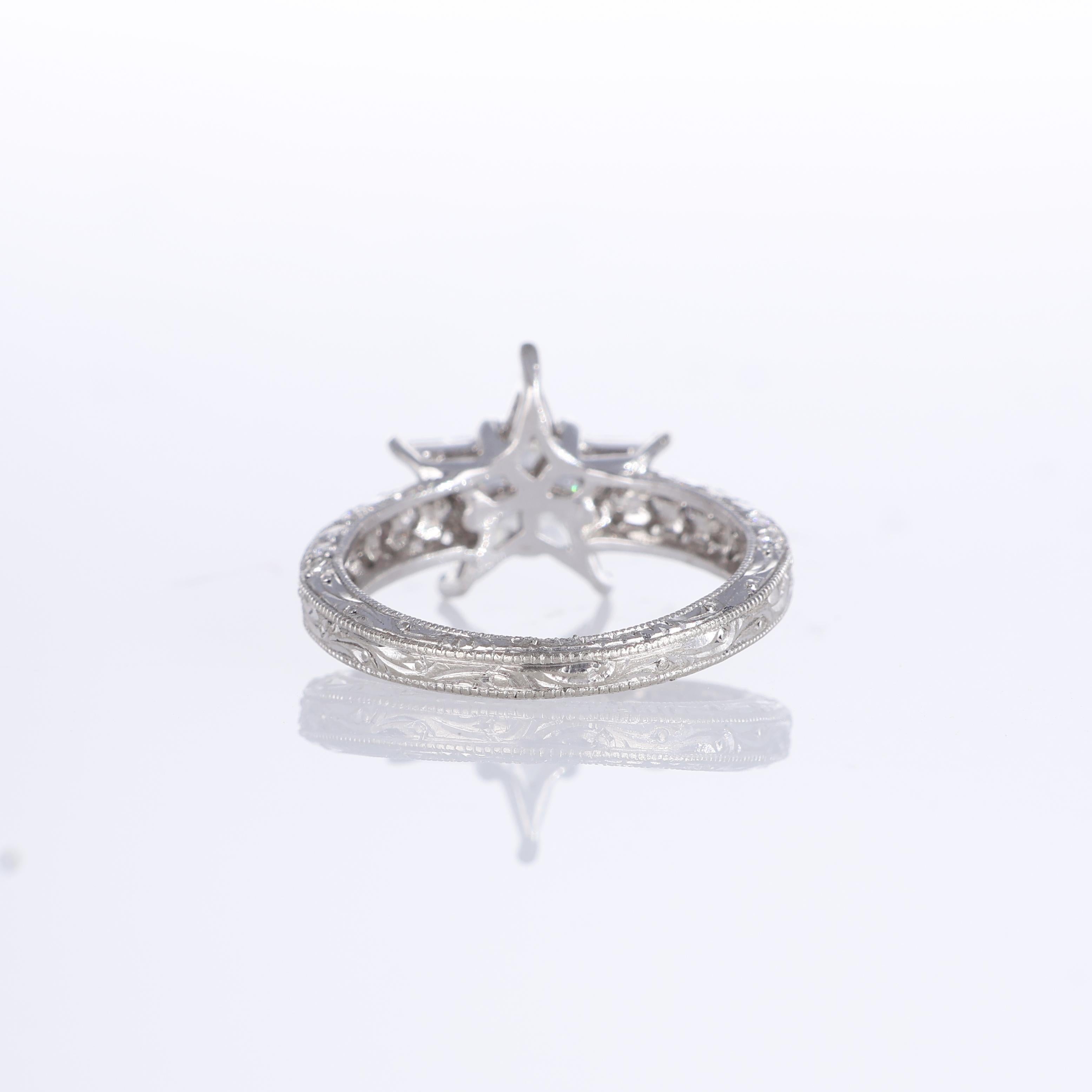 Women's or Men's 18K White Gold Ring with Diamond Star Centerpiece and Pave Diamonds For Sale