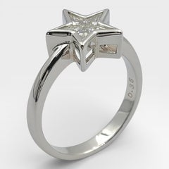 18K White Gold Ring with Fancy Cut Star Shape Diamond. (Size 6.75)