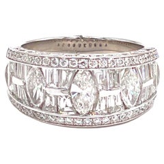 18K White Gold Right Hand Ring with Fancy Shaped Diamonds