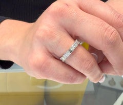 18K White Gold Row Ring with Five East-West Set Emerald Cut Diamonds 1.25 Carats