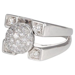Anillo de Oro Blanco de 18k con Esfera Pavé de Diamantes Naturales