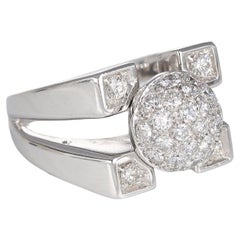 18k White Gold Ring with Natural White Diamond 2.19 carats Pavé Sphere