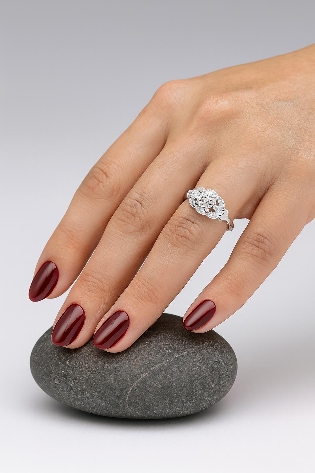 Old European Cut bague en or blanc 18k avec diamant taille ancienne en vente