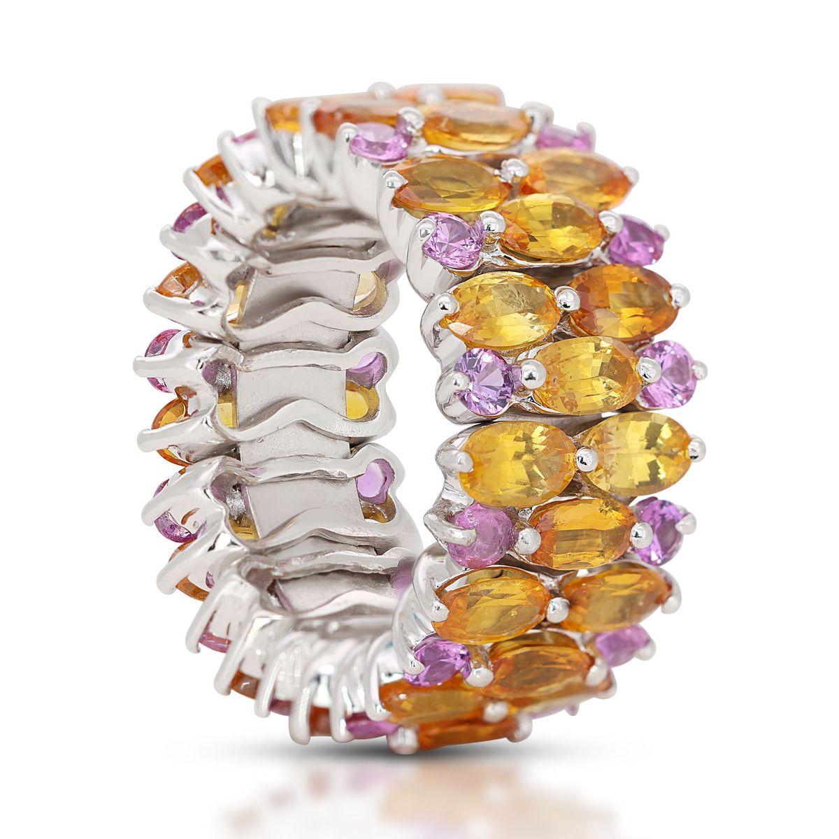 Women's 18K White Gold Ring with Vibrant Citrine and Amethyst For Sale