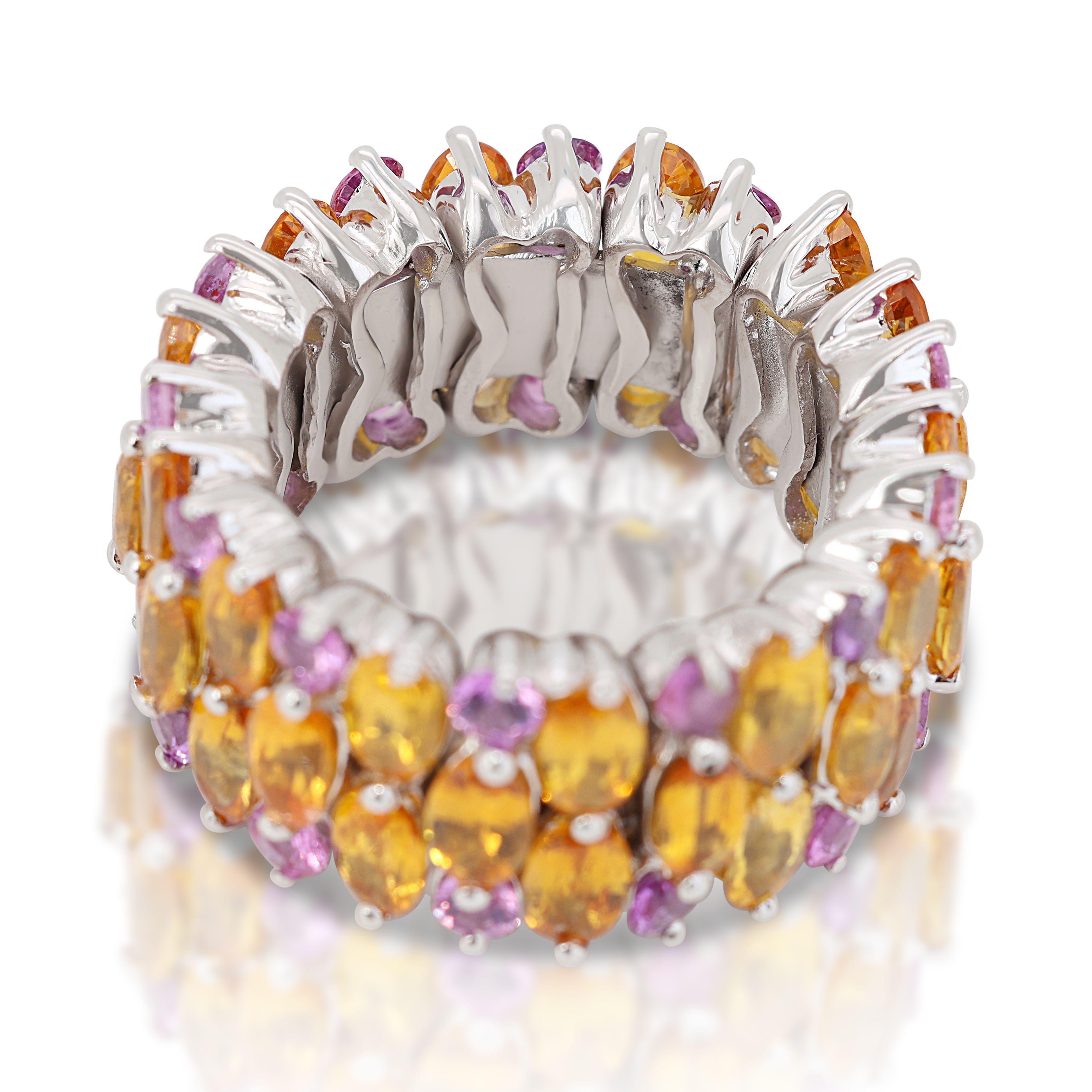 18K White Gold Ring with Vibrant Citrine and Amethyst For Sale 2