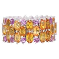 18K White Gold Ring with Vibrant Citrine and Amethyst